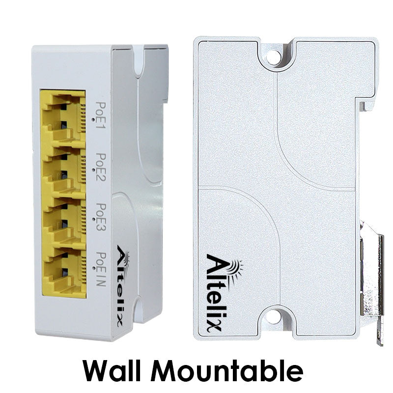 Altelix Gigabit IEEE 802.3af/at 4 Port PoE Extender Repeater Switch, DIN Rail & Wall Mount