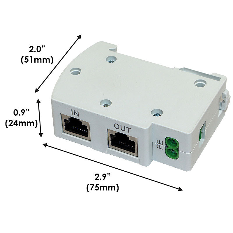 Altelix DIN Rail Mount Gigabit Ethernet PoE Surge Protector