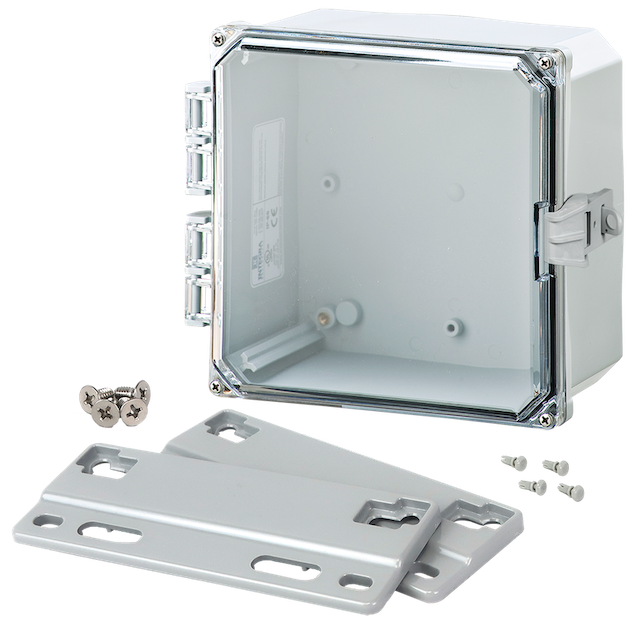 Integra - Premium Line | Polycarbonate | Hinged Cover | Clear | Non-Metallic Locking Latch | Mounting Flanges