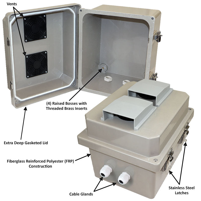 Altelix Fiberglass Weatherproof Vented NEMA Enclosure