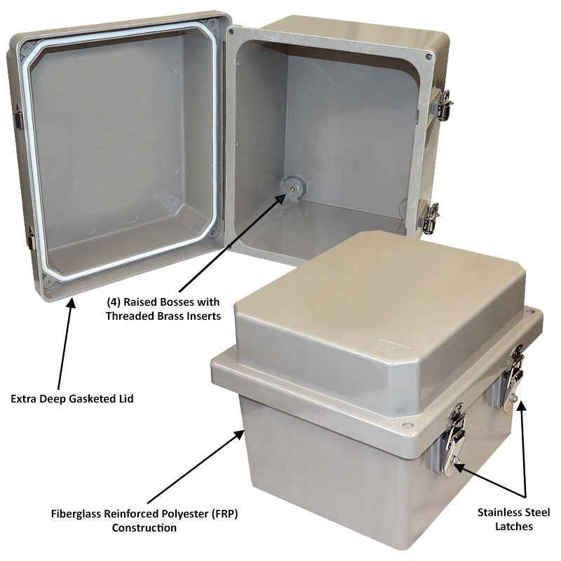 Buy 10-x-8-x-8 Altelix Fiberglass Weatherproof NEMA 4X Enclosure with Quick Release Latches