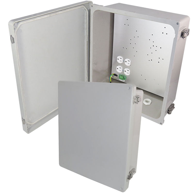 Altelix Fiberglass Weatherproof NEMA 4X Enclosure with Aluminum Equipment Mounting Plate & 120 VAC Outlets