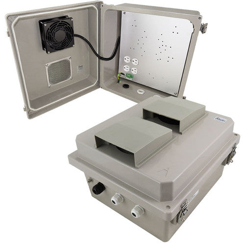 Altelix Fiberglass Weatherproof Vented NEMA Enclosure with 120 VAC Outlets and Cooling Fan with Digital Temperature Controller