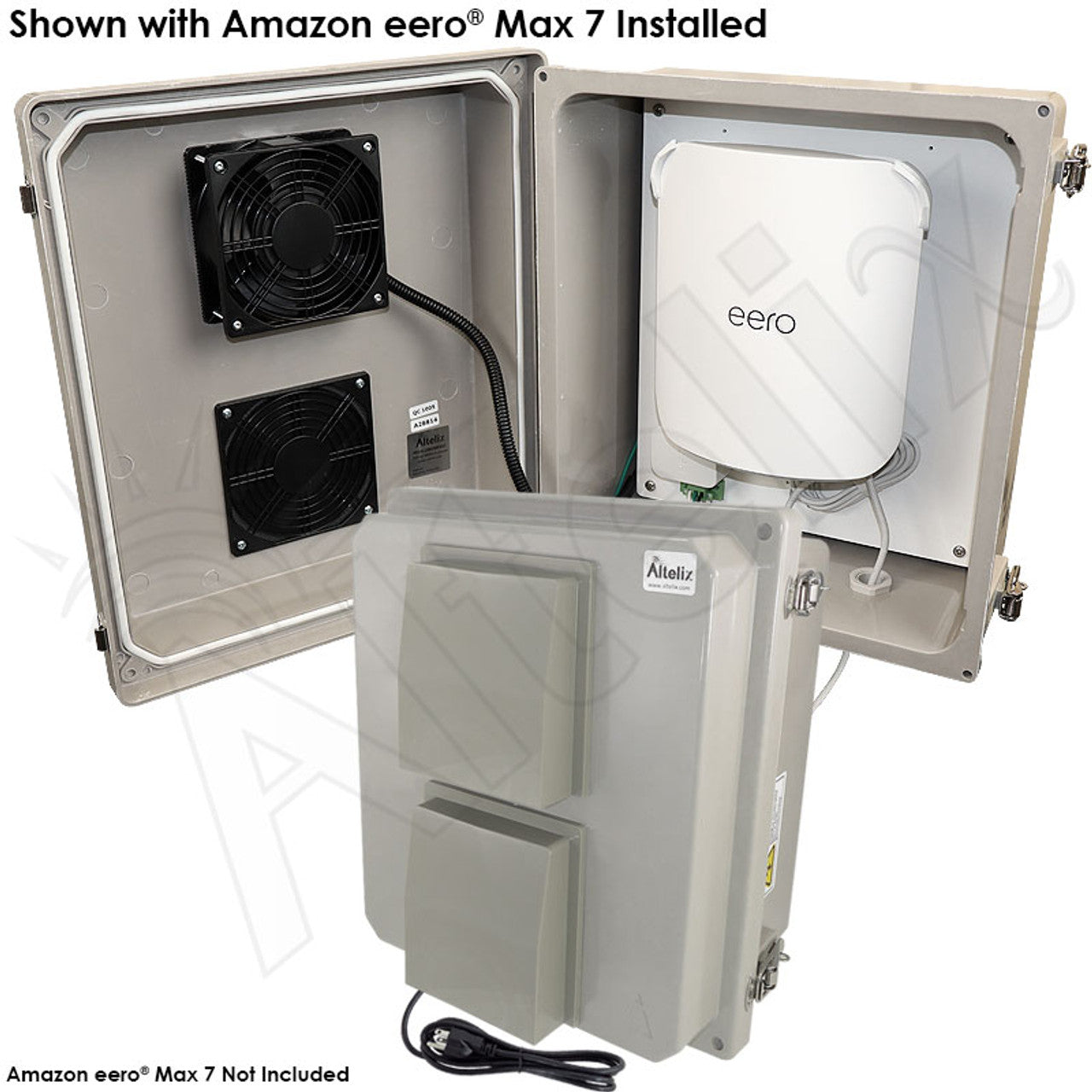 Altelix Fiberglass Weatherproof Fan Cooled Enclosure for Amazon eero® Max 7 Mesh WiFi Router