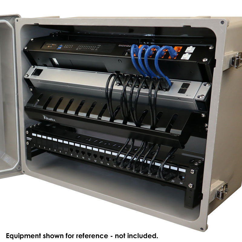 Altelix 16x20x12 Space Saver 19" Wide NEMA 4X Equipment Rack Enclosure with 19" Wide Slanted Rack Frame and Cable Management Raceway - 0