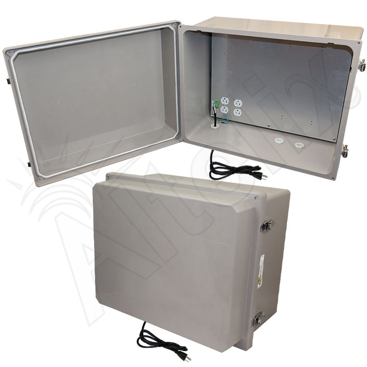 Altelix Fiberglass Weatherproof Heated NEMA Enclosure with 200W Heater, 120 VAC Outlets & Power Cord