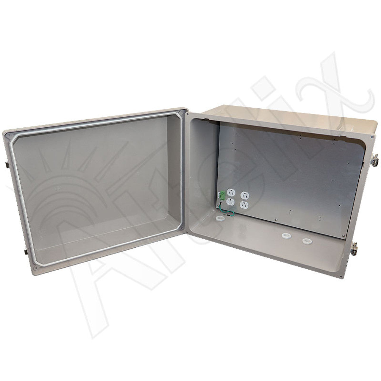 Altelix Fiberglass Weatherproof NEMA Enclosure with Aluminum Mounting Plate, 120 VAC Outlets