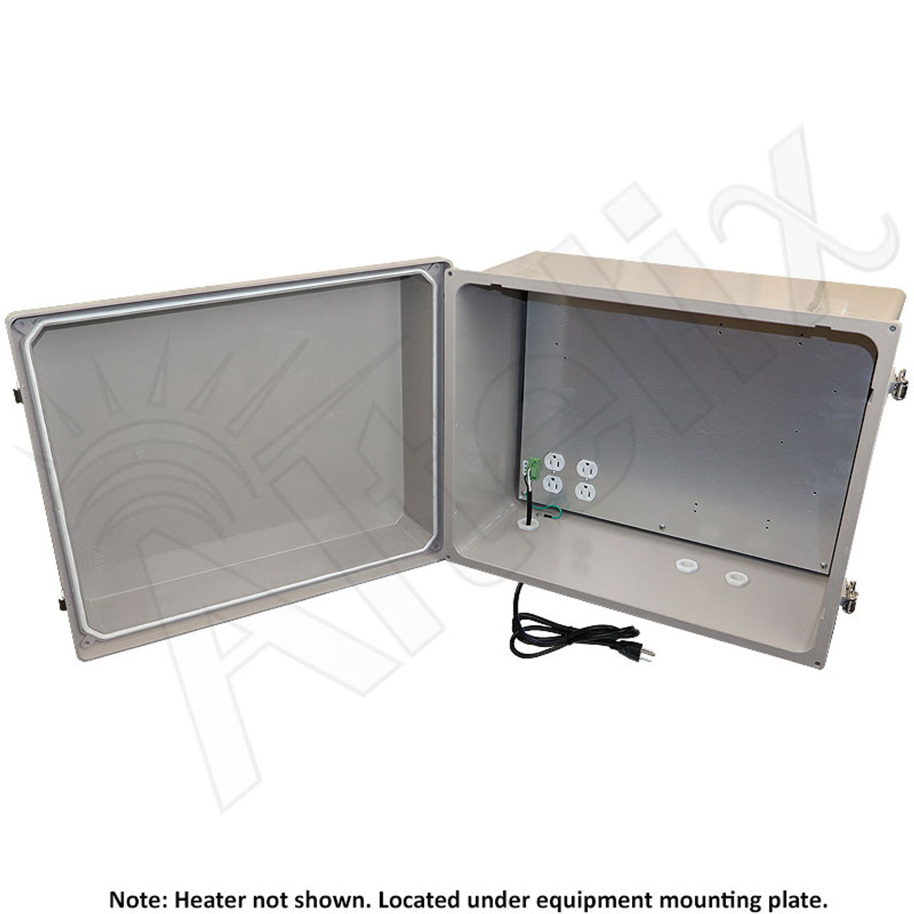 Altelix Fiberglass Weatherproof Heated NEMA Enclosure with 200W Heater, 120 VAC Outlets & Power Cord