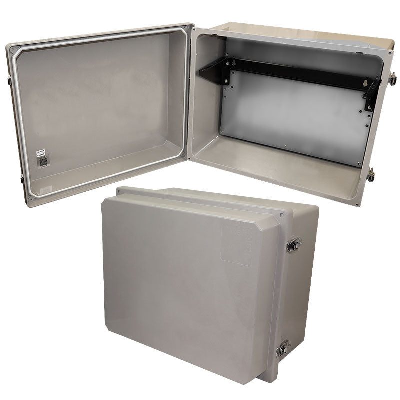 Altelix 16x20x12 Fiberglass Weatherproof NEMA 4X Enclosure with 19" Wide 4U Vertical Rack Frame