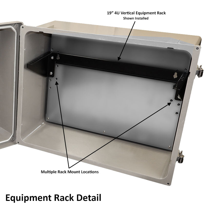 Altelix 16x20x12 Fiberglass Weatherproof NEMA 4X Enclosure with 19" Wide 4U Vertical Rack Frame