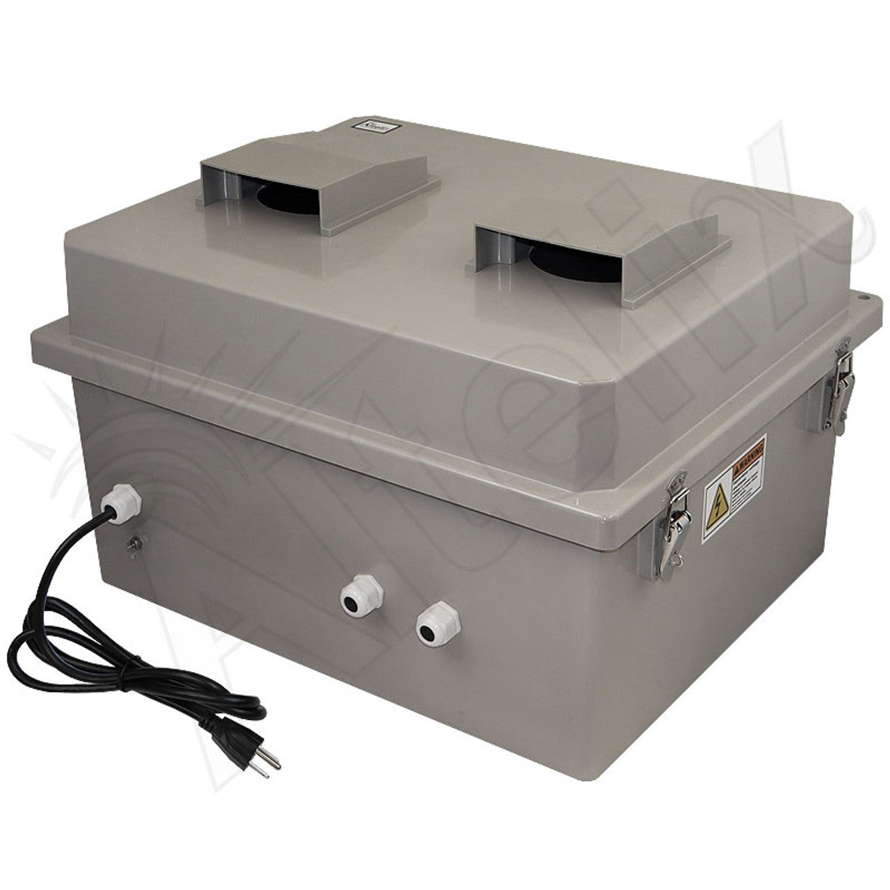 Altelix Fiberglass Weatherproof Vented NEMA Enclosure with Aluminum Mounting Plate, 120V Outlets & Power Cord