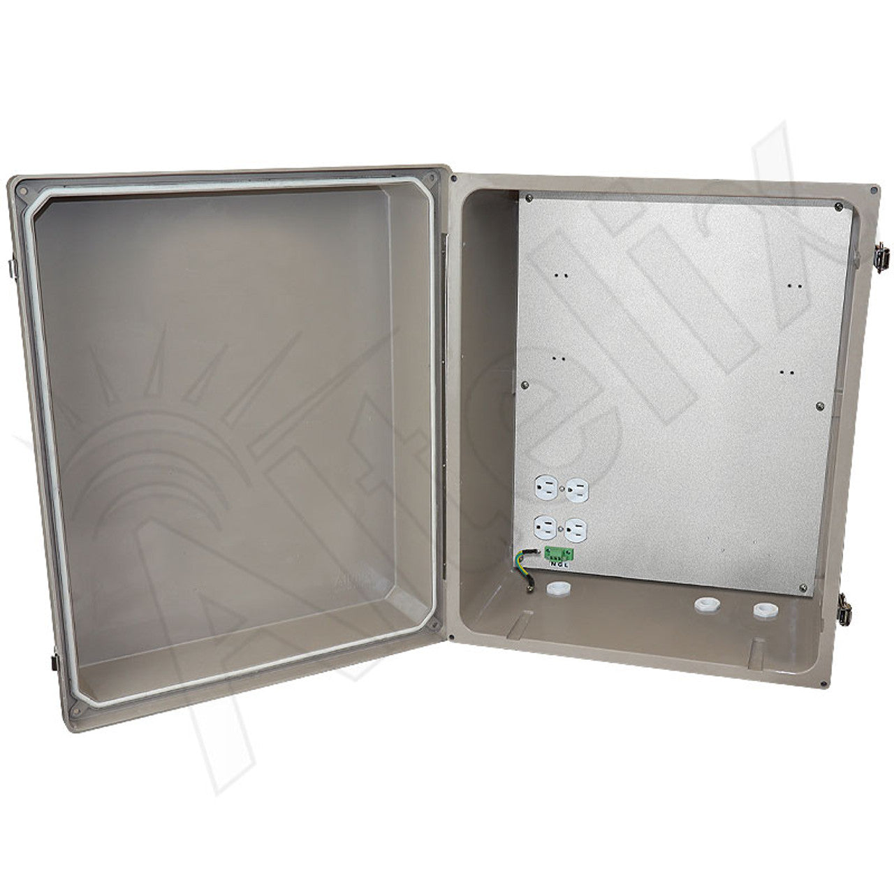 Altelix Fiberglass Weatherproof NEMA Enclosure with Aluminum Mounting Plate, 120 VAC Outlets