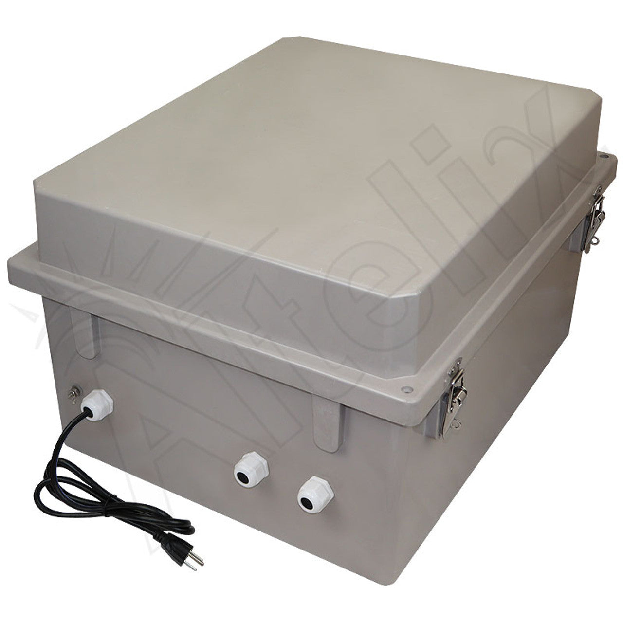 Altelix Fiberglass Weatherproof Heated NEMA Enclosure with 200W Heater, 120 VAC Outlets & Power Cord