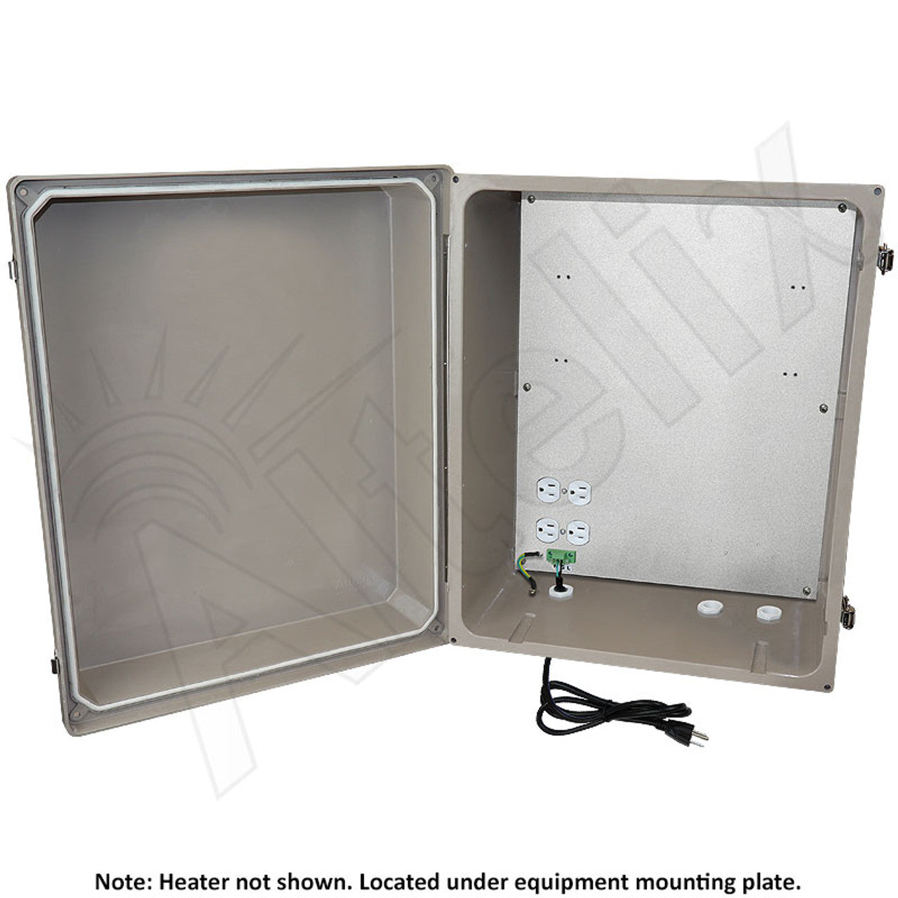 Altelix Fiberglass Weatherproof Heated NEMA Enclosure with 200W Heater, 120 VAC Outlets & Power Cord