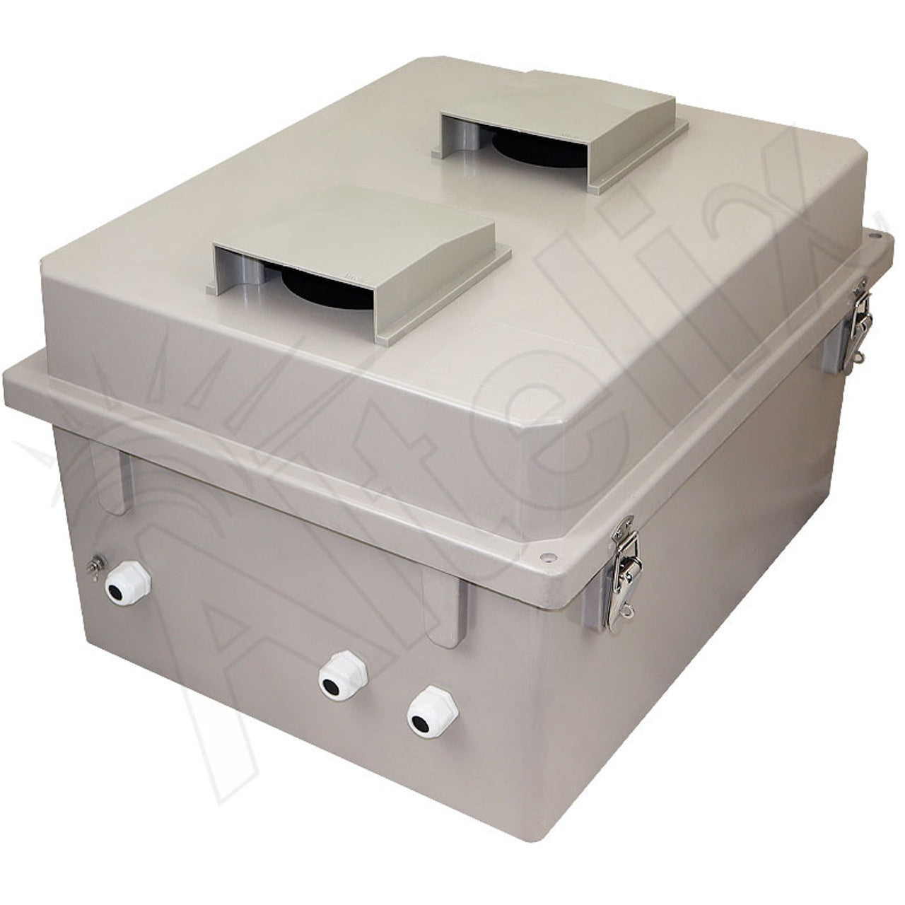 Altelix 20x16x12 Fiberglass Weatherproof Vented NEMA Enclosure with Dual 12 VDC, 24 VDC, or 48 VDC Cooling Fans