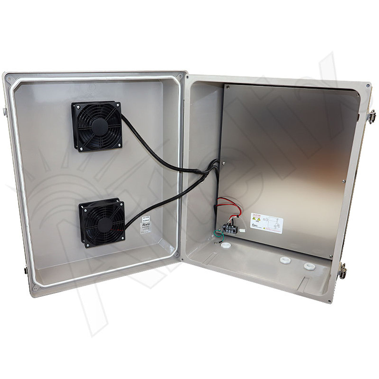 Altelix 20x16x12 Fiberglass Weatherproof Vented NEMA Enclosure with Dual 12 VDC, 24 VDC, or 48 VDC Cooling Fans