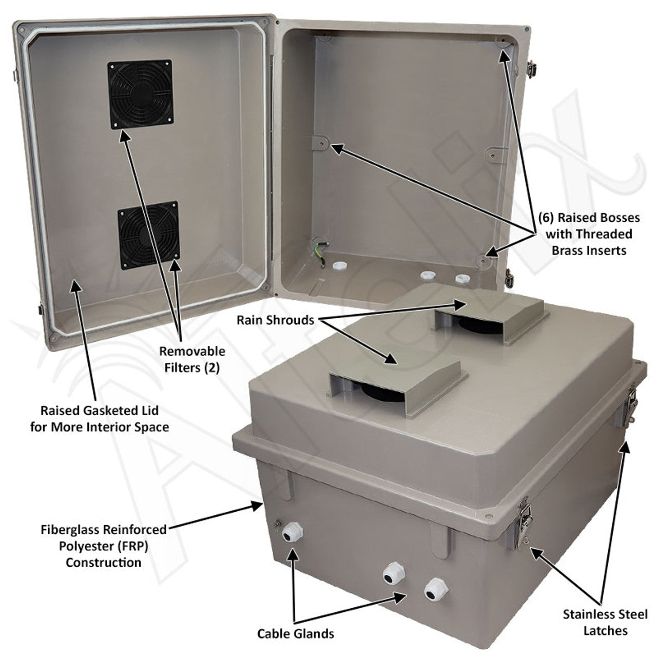 Altelix Fiberglass Weatherproof Vented NEMA Enclosure - 0