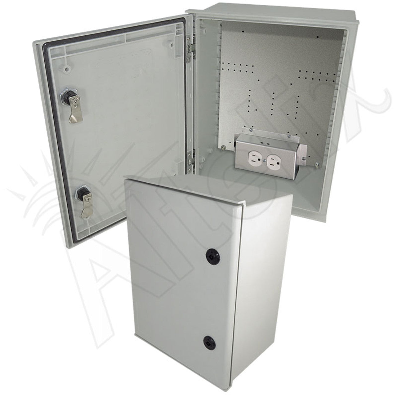 Altelix NEMA 4X Heated Fiberglass Weatherproof Enclosure with Equipment Mounting Plate & 120 VAC Outlets