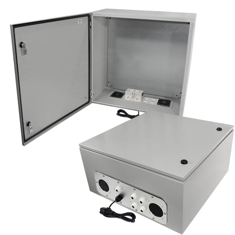 Altelix Vented Steel Weatherproof NEMA Enclosure with Single 120 VAC Duplex Outlet and Power Cord