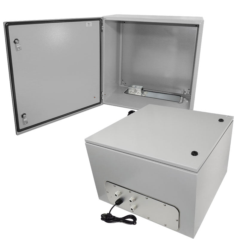 Altelix NEMA 4X Steel Weatherproof Enclosure with Single 120 VAC Duplex Outlet and Power Cord