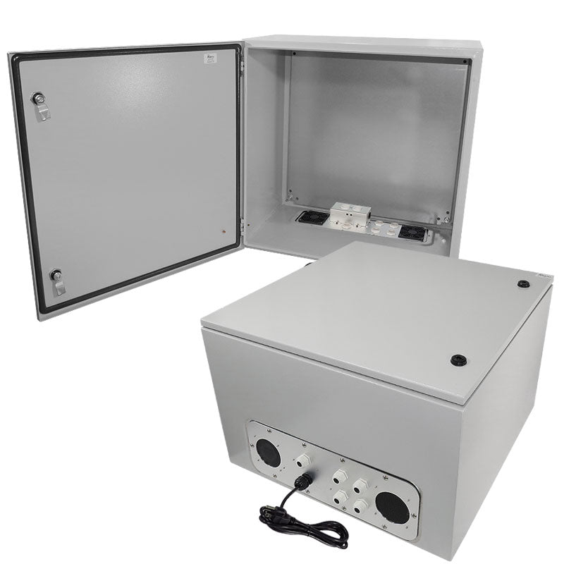 Altelix Vented Steel Weatherproof NEMA Enclosure with Single 120 VAC Duplex Outlet and Power Cord - 0