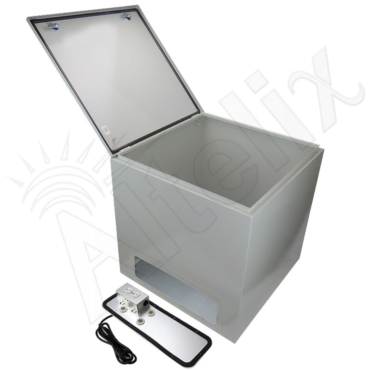 Altelix 24x24x24 NEMA 4X Steel Weatherproof Enclosure with Single 120 VAC Duplex Outlet and Power Cord