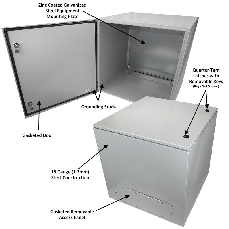 Altelix NEMA 4X Steel Weatherproof Enclosure with Steel Equipment Mounting Plate - 0