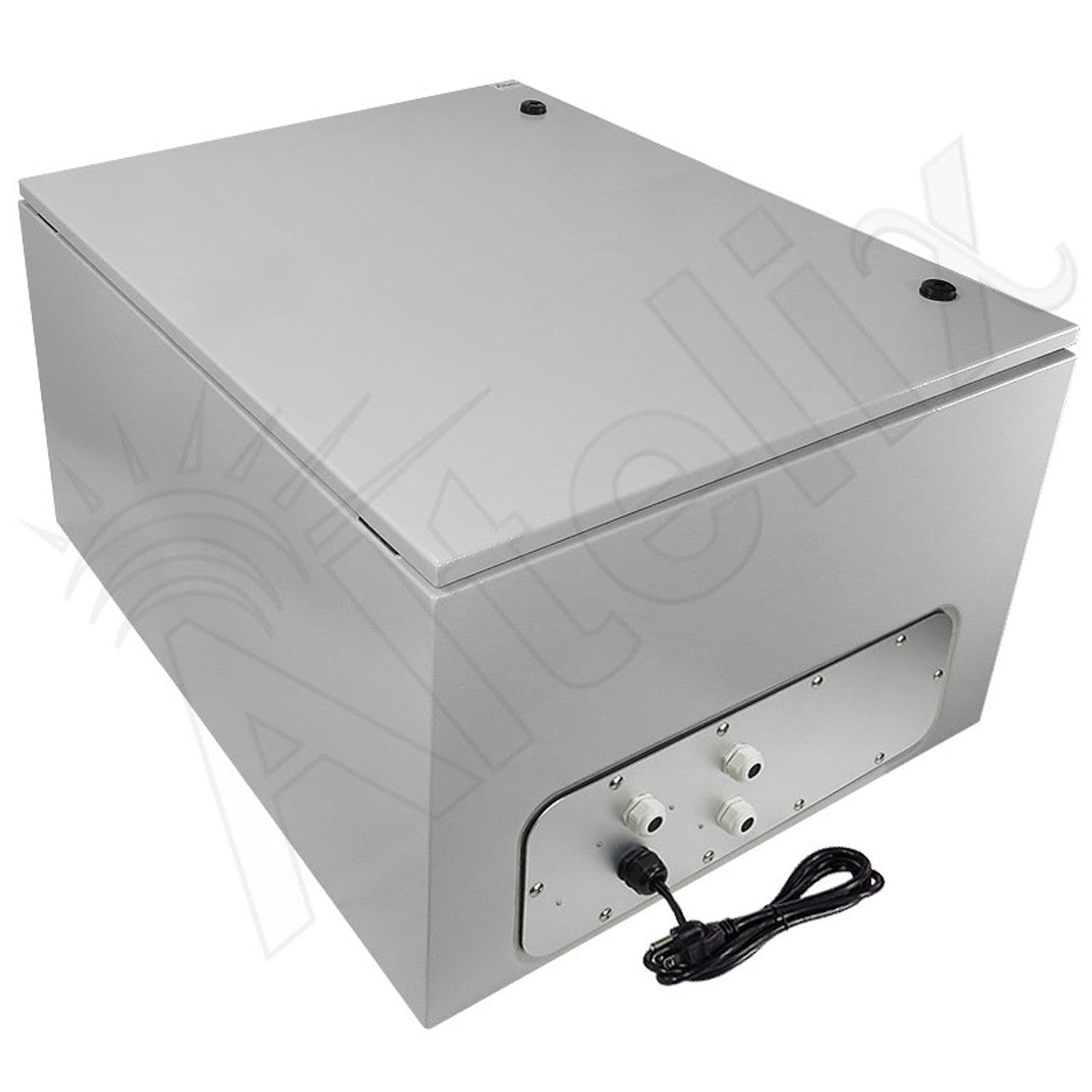 Altelix 28x24x16 19" Wide 6U Rack NEMA 4X Steel Weatherproof Enclosure with Single 120 VAC Duplex Outlet and Power Cord