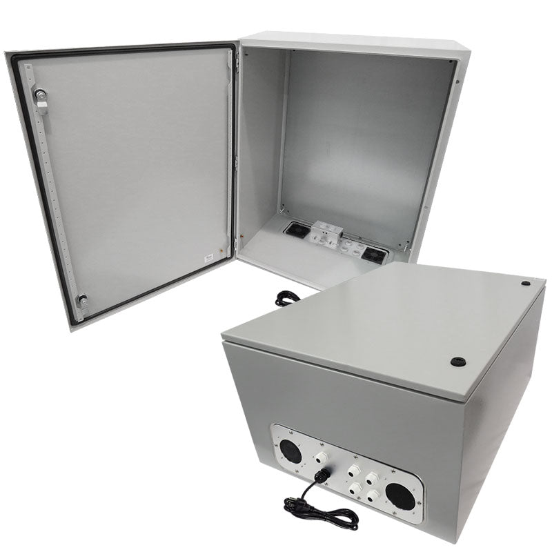 Altelix Vented Steel Weatherproof NEMA Enclosure with Single 120 VAC Duplex Outlet and Power Cord