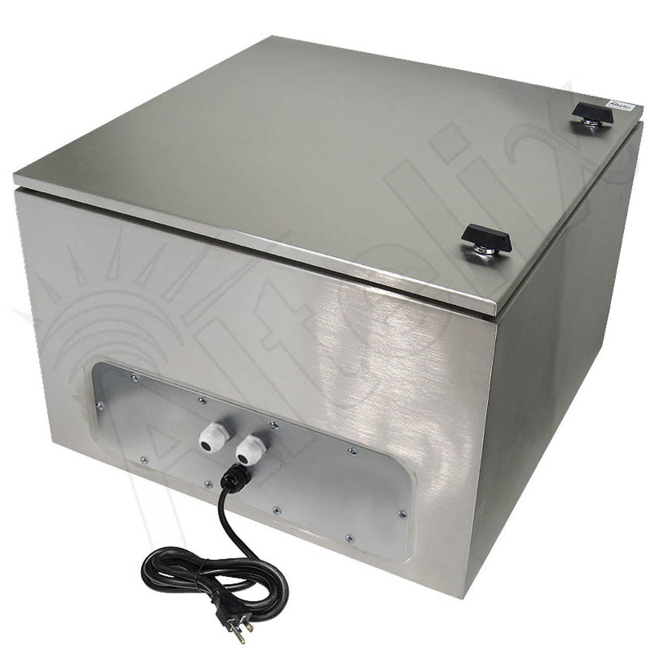 Altelix 24x24x16 120VAC 20A Stainless Steel NEMA 4X Enclosure for UPS Power Systems with 19" Wide 6U Rack, 20A Power Outlets and Power Cord