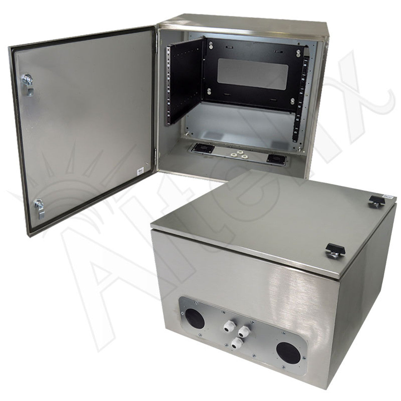 Altelix 24x24x16 Vented 19" Wide 6U Rack Stainless Steel Weatherproof NEMA Enclosure