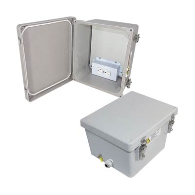 Altelix Fiberglass Weatherproof NEMA 4X Enclosure with Aluminum Equipment Mounting Plate & 120 VAC Outlets