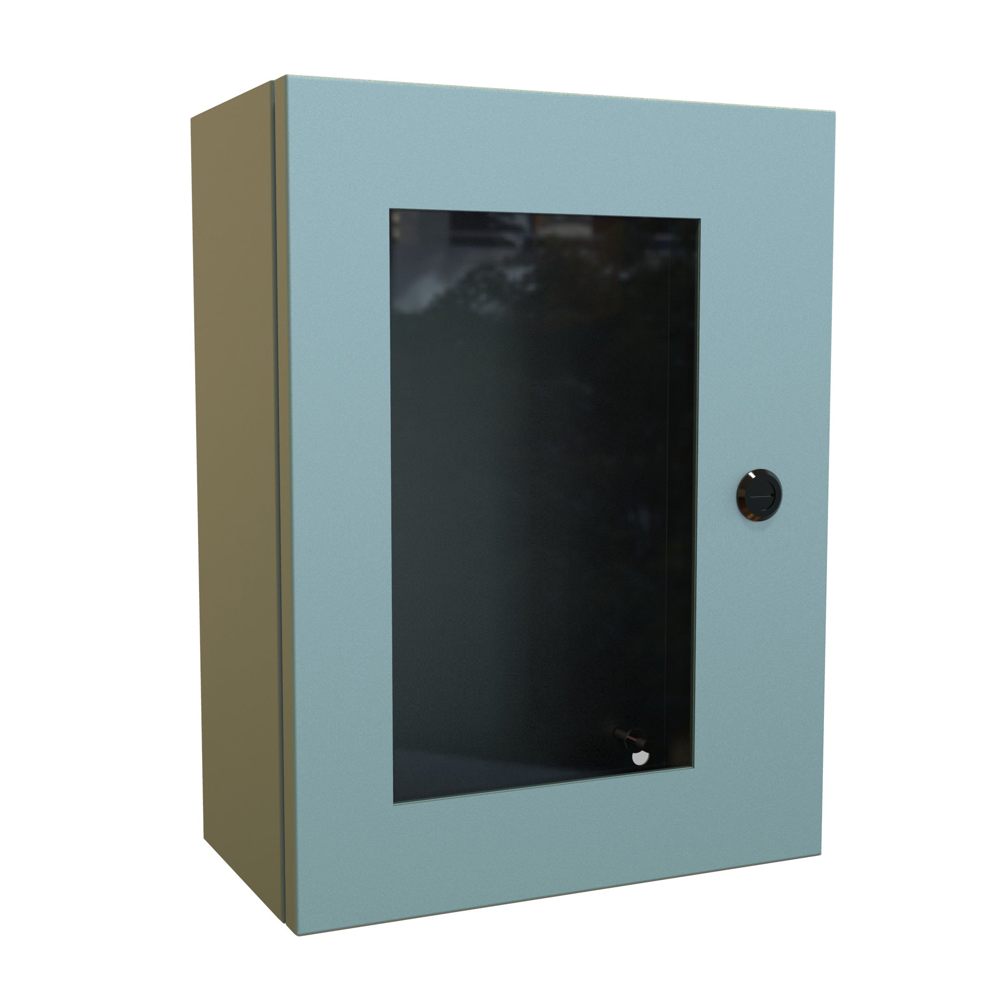 Eclipse Series     Painted Mild Steel Enclosures with Polycarbonate Window     Includes Concealed Hinge and Quarter   Turn Latch