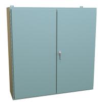 1422 Series Painted Steel Wall Mount Double Door Enclosures with 3 Point Latch Includes Inner Mounting Panel