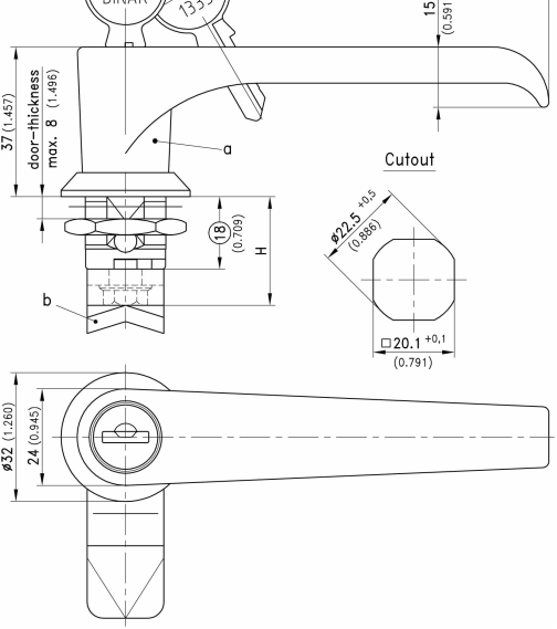 Keyed L  Handle Quarter Turn 316SS