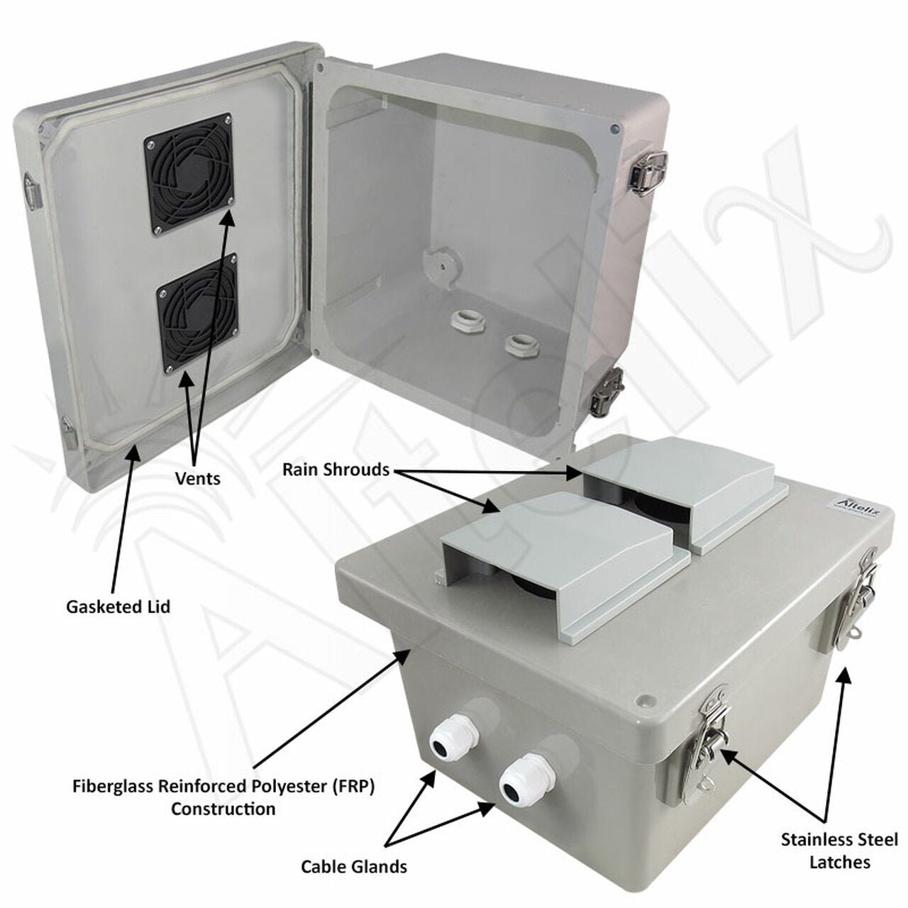 Altelix Fiberglass Weatherproof Vented NEMA Enclosure - 0