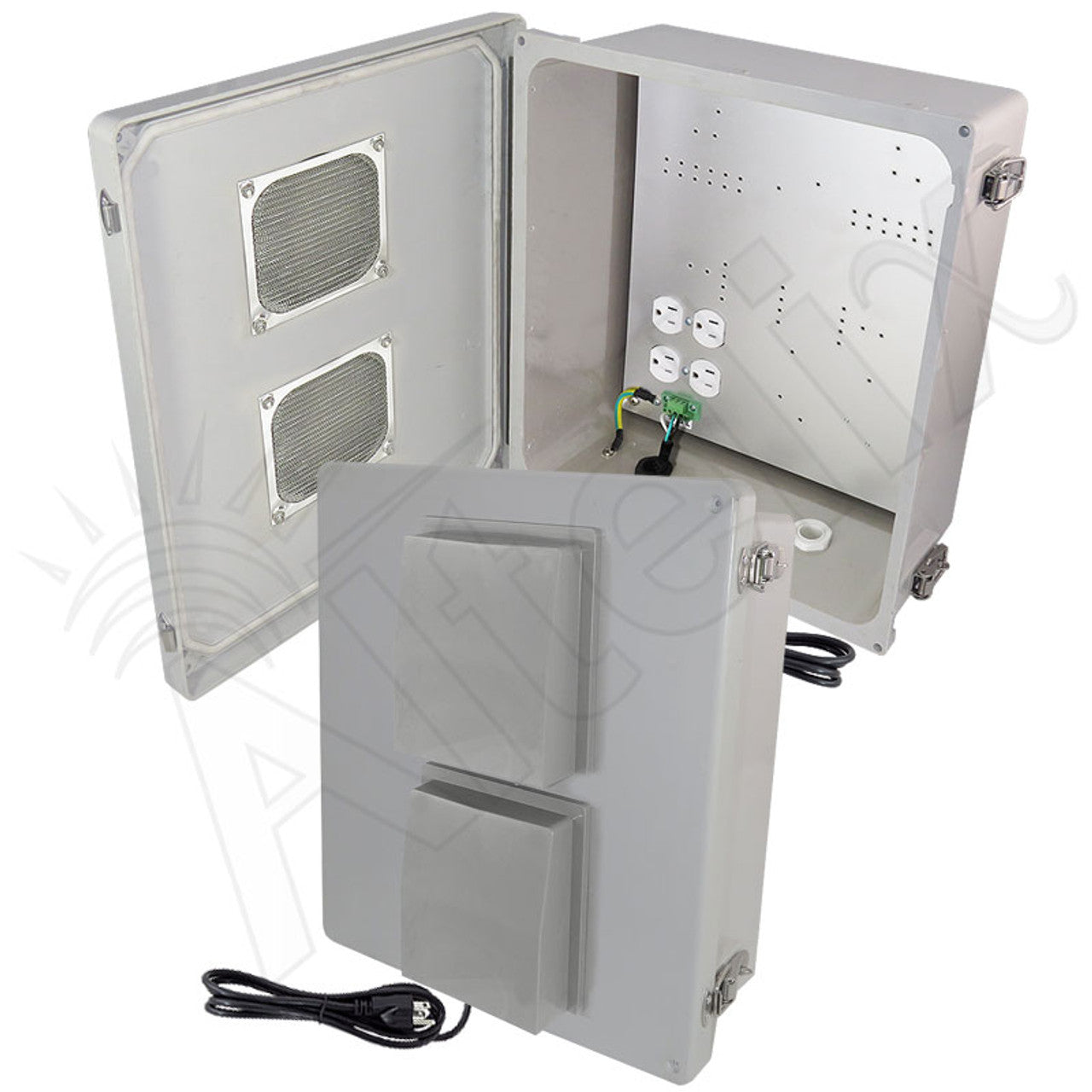 Altelix Vented Fiberglass Weatherproof NEMA Enclosure with 120 VAC Outlets and Power Cord