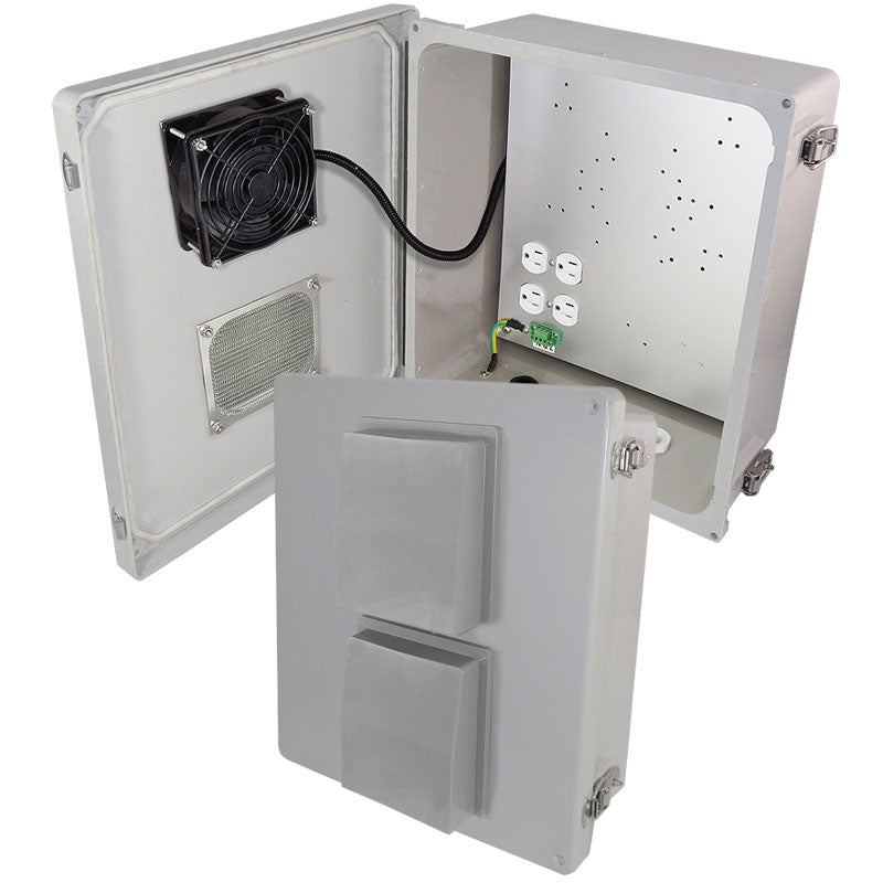 Altelix Fiberglass Vented & Heated Weatherproof NEMA Enclosure with Cooling Fan, 200W Heater 120 VAC Outlets