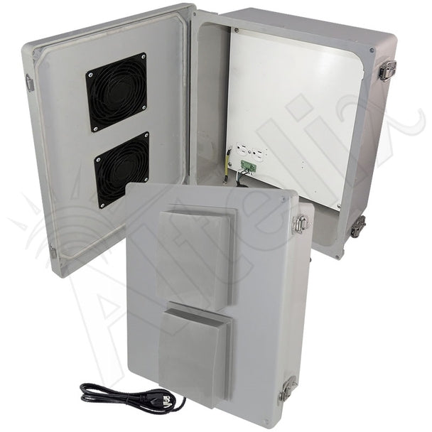 Altelix Fiberglass Weatherproof Vented WiFi NEMA Enclosure with 120 VAC Outlets & Power Cord