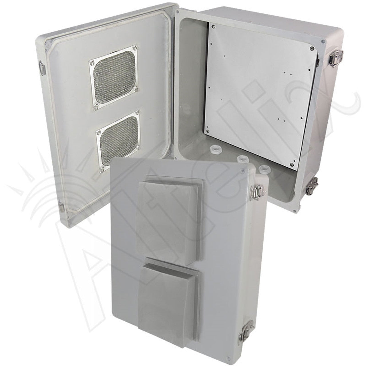 Altelix Fiberglass Vented Weatherproof NEMA Enclosure with Blank Aluminum Equipment Mounting Plate