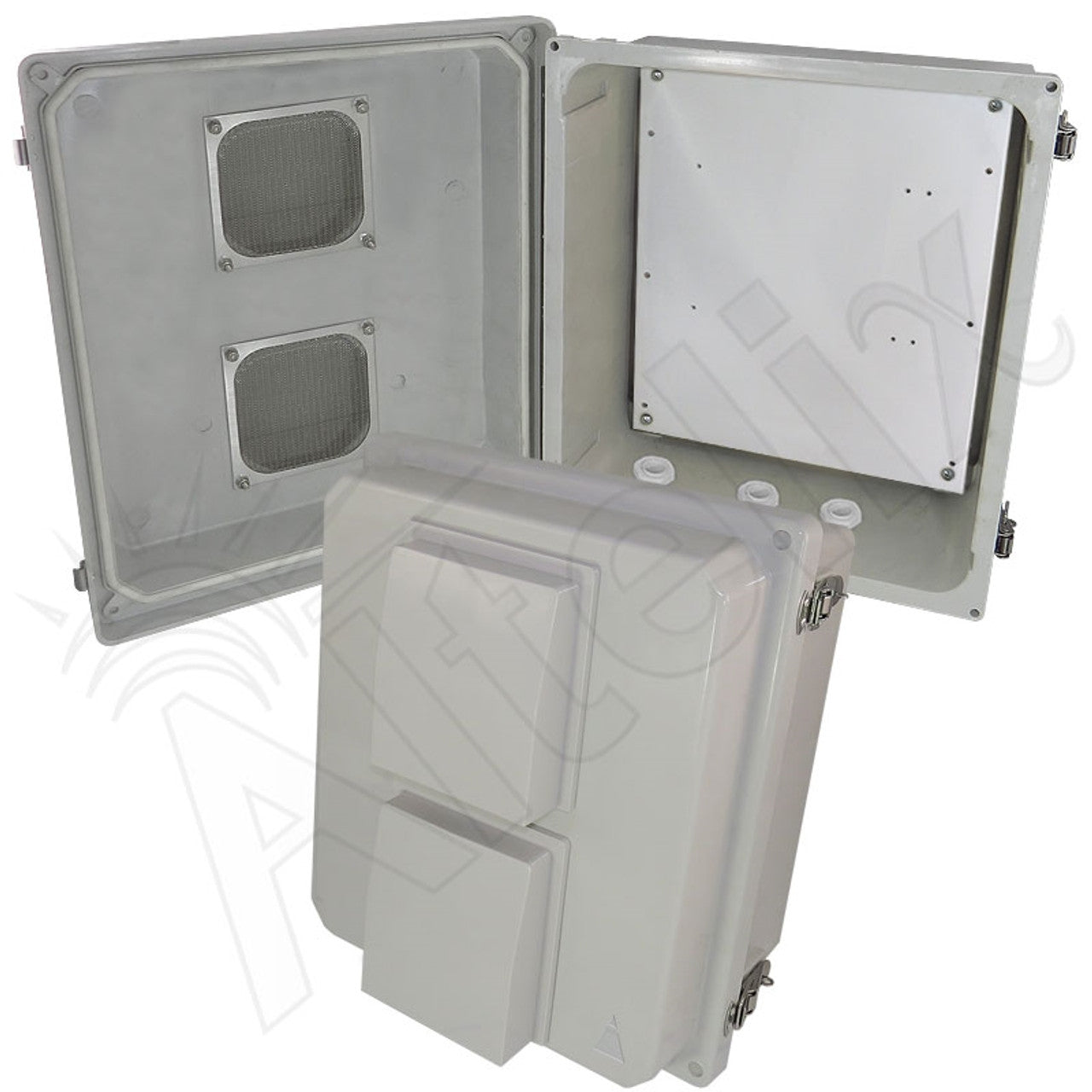 Altelix Fiberglass Vented Weatherproof NEMA Enclosure with Blank Aluminum Equipment Mounting Plate