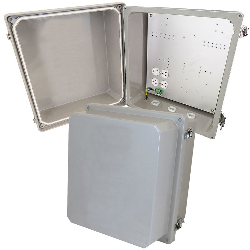 Altelix Fiberglass Weatherproof NEMA 4X Enclosure with Aluminum Equipment Mounting Plate & 120 VAC Outlets