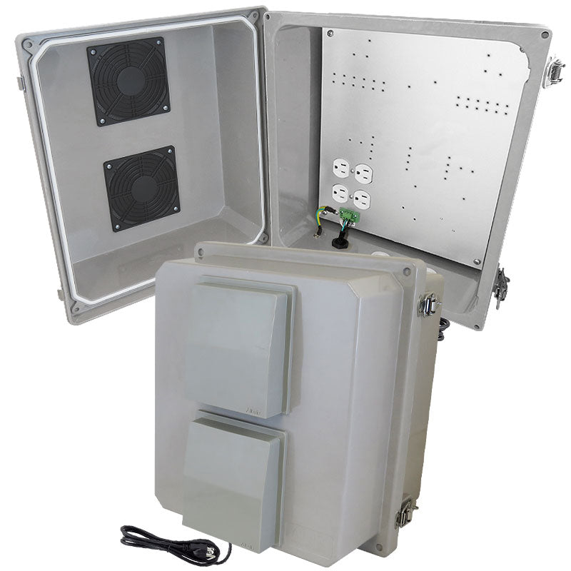 Altelix Vented Fiberglass Weatherproof NEMA Enclosure with 120 VAC Outlets and Power Cord