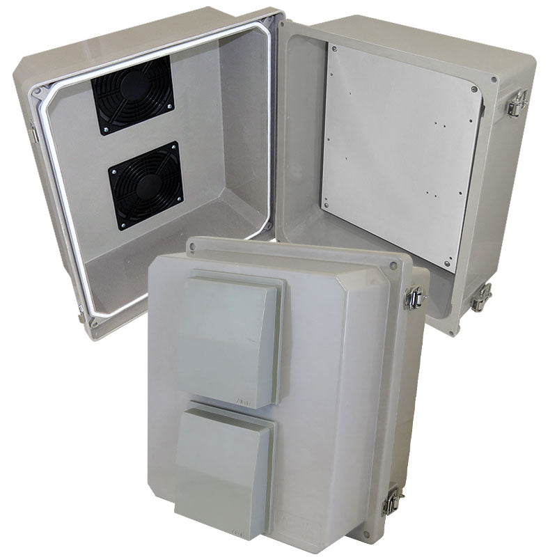 Altelix Fiberglass Vented Weatherproof NEMA Enclosure with Blank Aluminum Equipment Mounting Plate