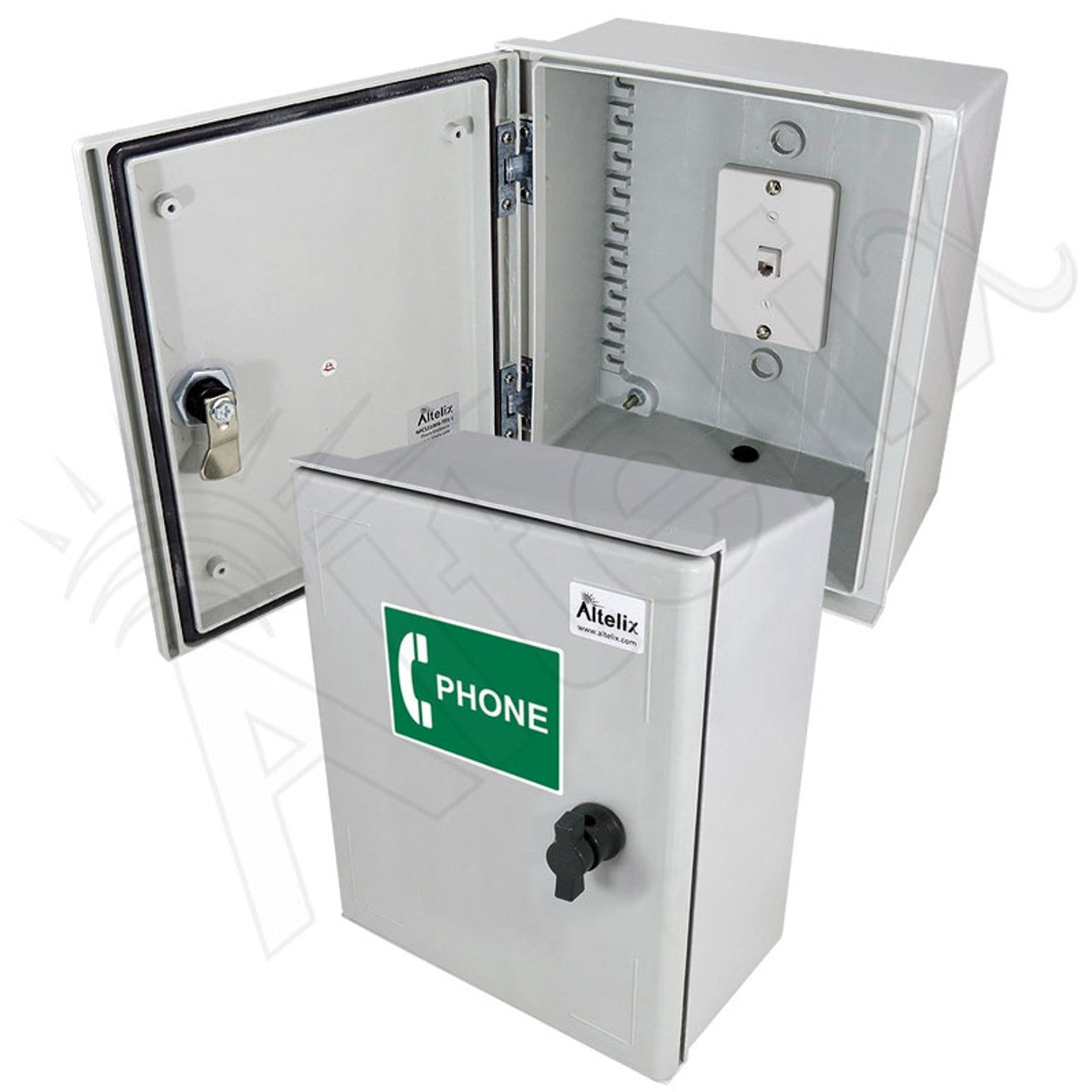 Altelix 12x10x6 Fiberglass Outdoor Weatherproof NEMA 3X Phone Call Box with Service Phone Label