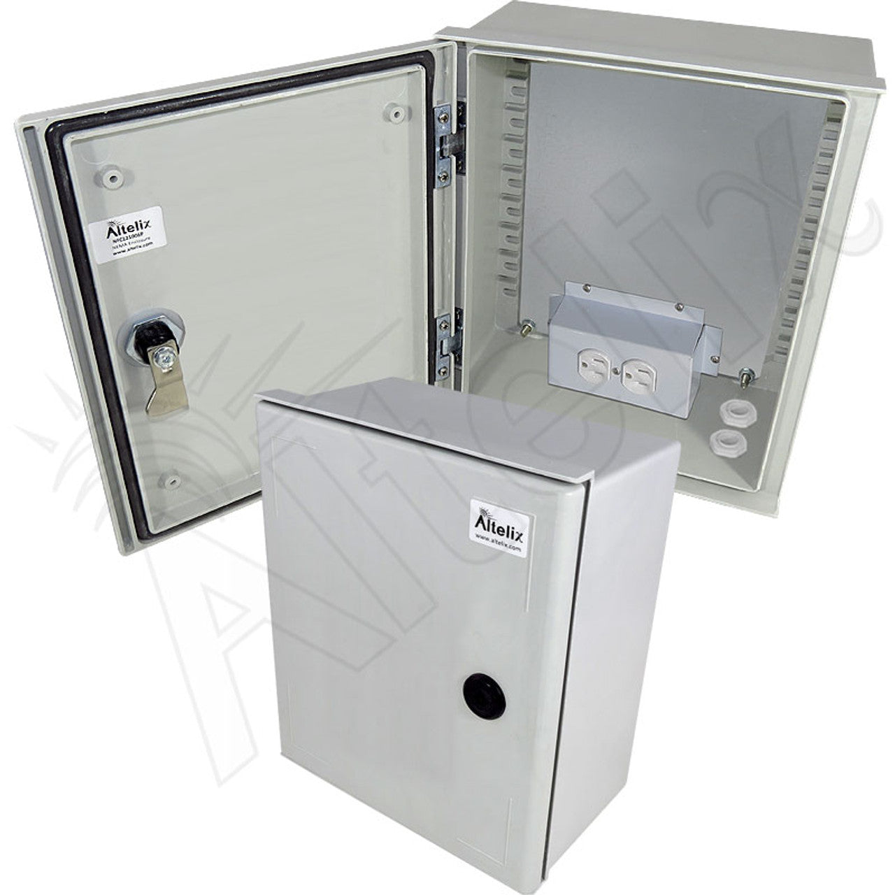 Altelix NEMA 3X Fiberglass Weatherproof Enclosure with Equipment Mounting Plate & 120 VAC Outlets