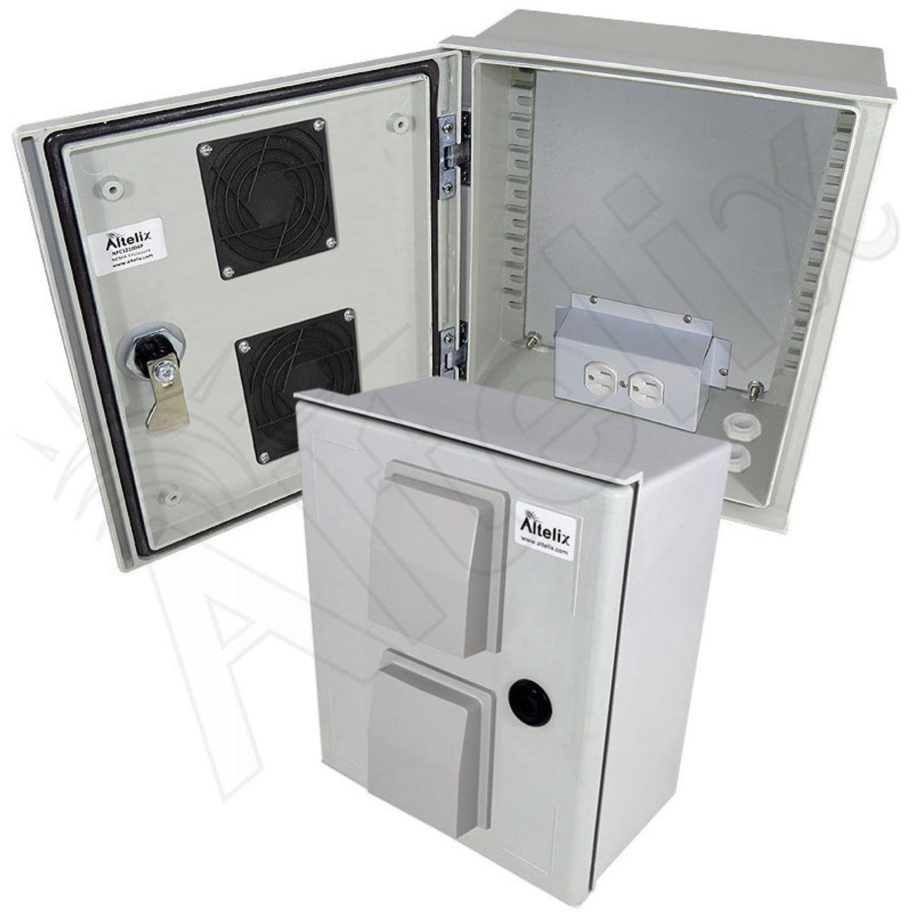 Altelix Vented Fiberglass Weatherproof NEMA Enclosure with Equipment Mounting Plate & 120 VAC Outlets