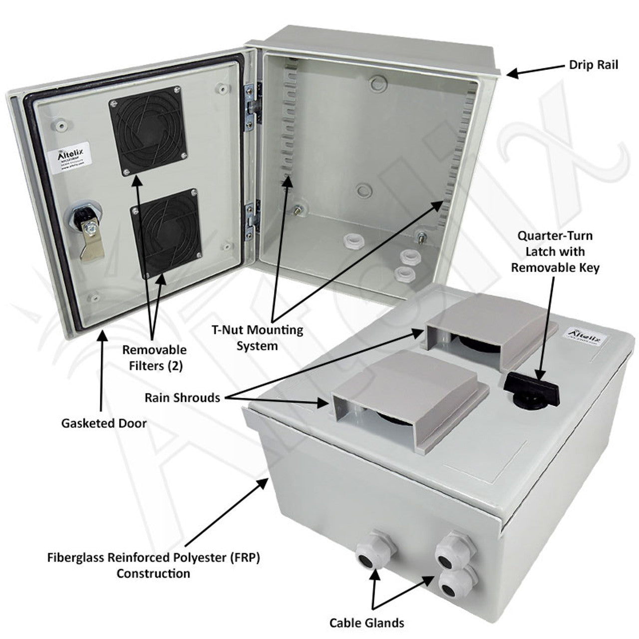 Altelix Vented Fiberglass Weatherproof NEMA Enclosure - 0