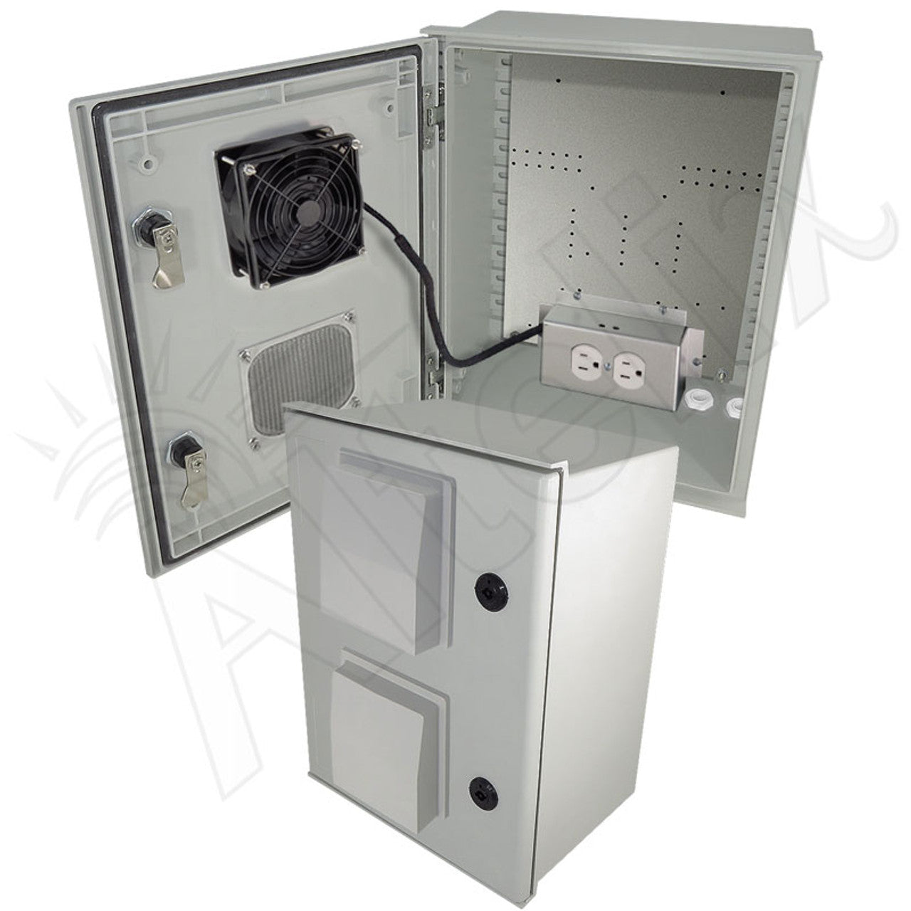 Altelix Vented Fiberglass Weatherproof NEMA Enclosure with Cooling Fan & 120 VAC Outlets