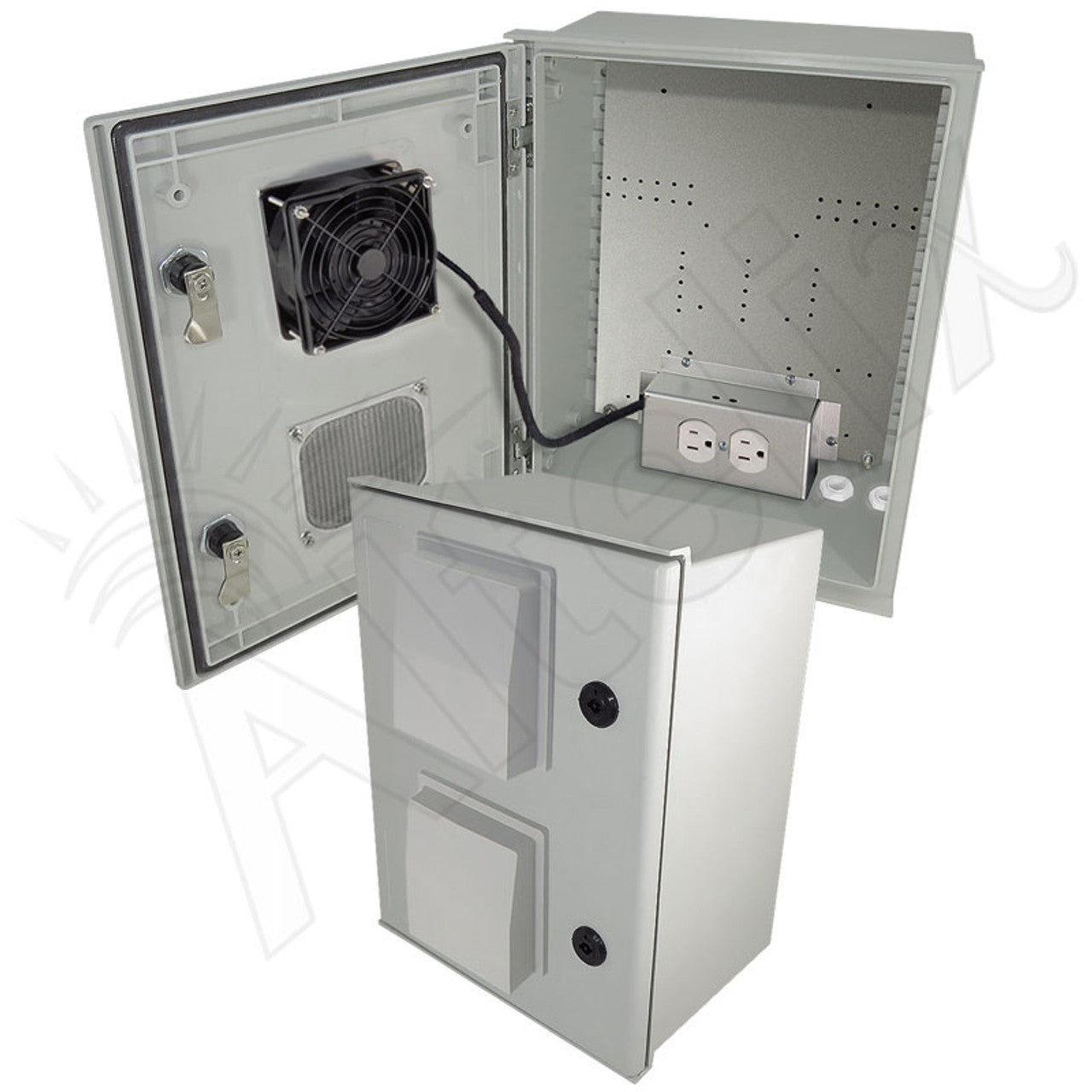 Altelix Vented Fiberglass Weatherproof NEMA Enclosure with Cooling Fan, 200W Heater and 120 VAC Outlets